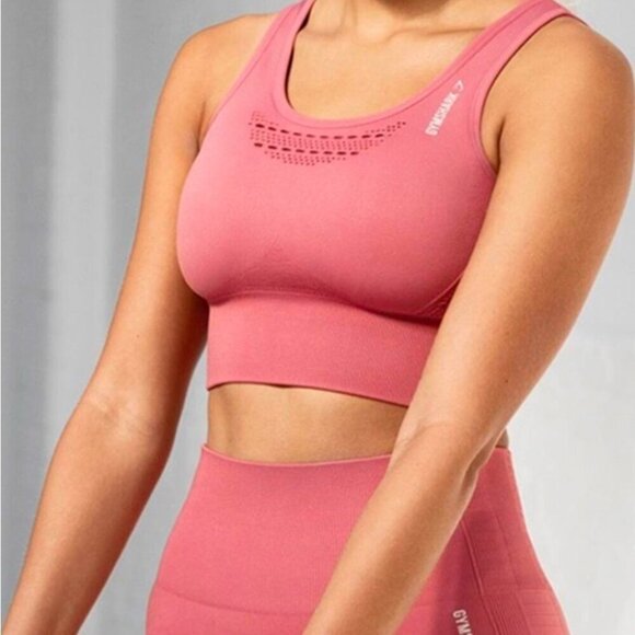 Gymshark energy seamless red athletic stretch lightweight athletic sports bra L - Picture 1 of 3